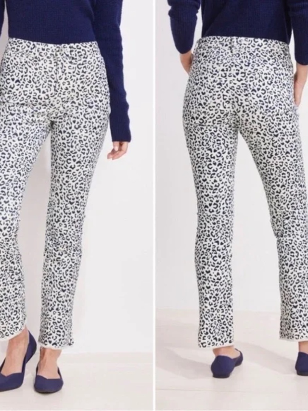 Vineyard Vines NWT Kick Flare Jamie Corduroy‎  Blue Leopard Print Size 32/ 14
